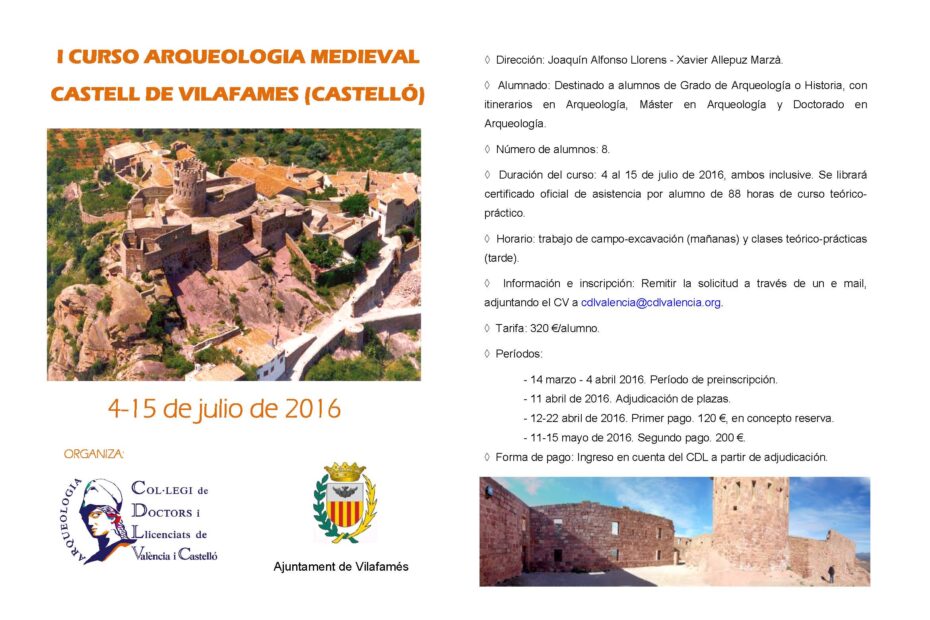 CONVOCATORIA CURS VILAFAMES 2016. CARTELL