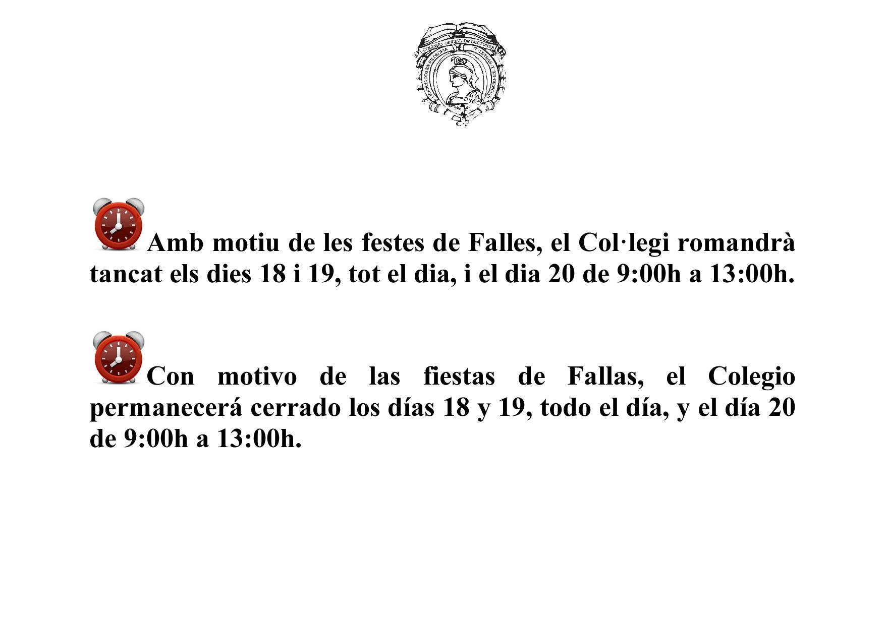 horario fallas