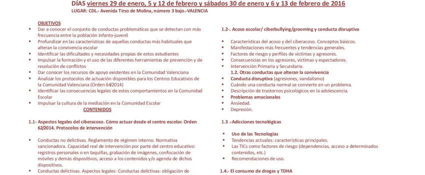 1CURSO ACOSO ESCOLAR ENERO -2016